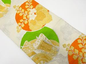 アンティーク　桐に御所車模様織り出し袋帯(材料)